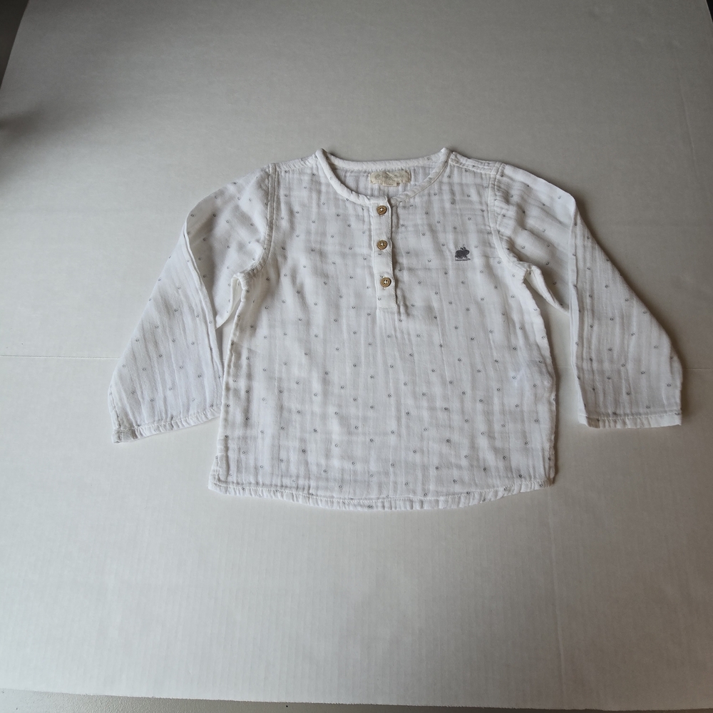 Babycottons Cream Long Sleeve Boy Shirt